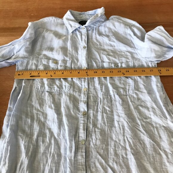 Tahari 100% Linen Top Women S Blue Button Up Pocket Long Sleeve Collared 17035 - Picture 7 of 15